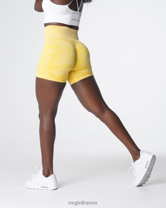 femmes XJRR2449 jaune soleil aptitude NVGTN short camouflage sans coutures