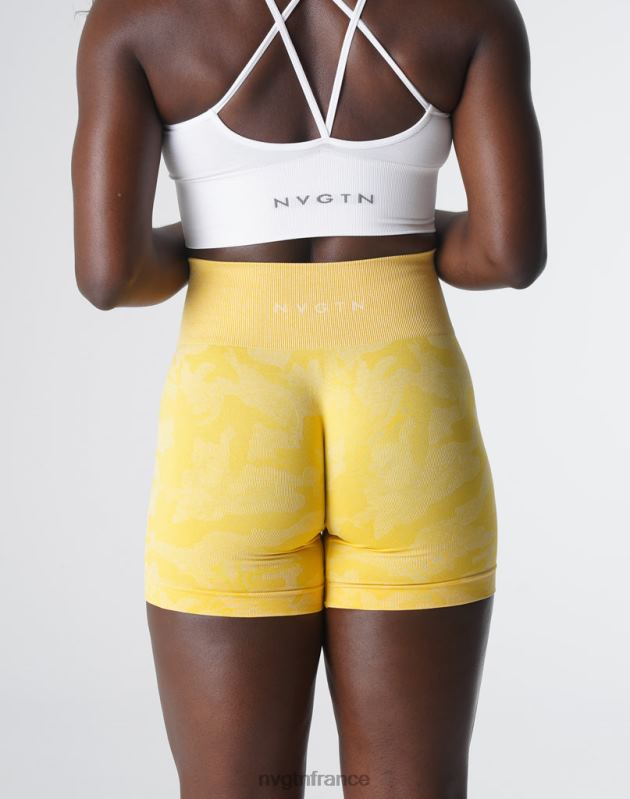 femmes XJRR2449 jaune soleil aptitude NVGTN short camouflage sans coutures
