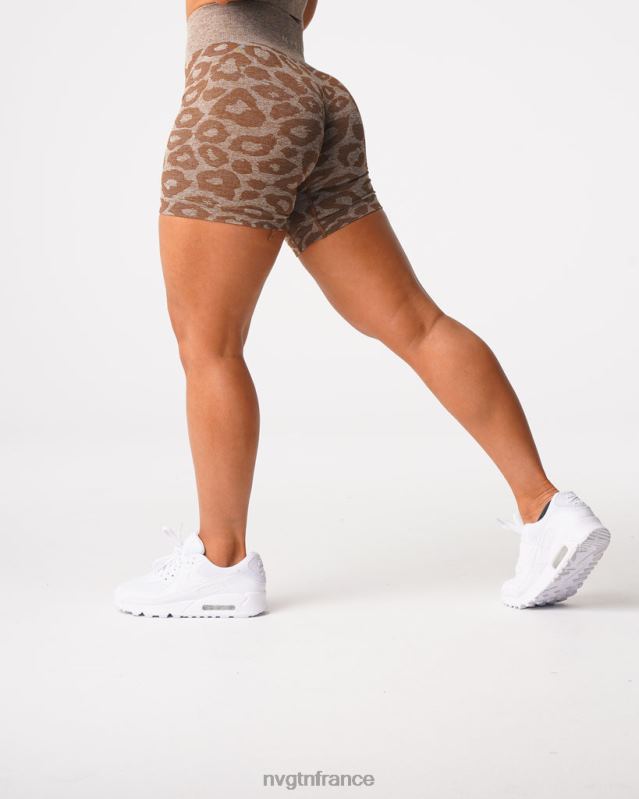 femmes XJRR2469 moka aptitude NVGTN short léopard sans coutures
