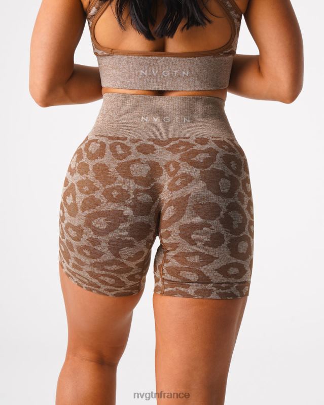 femmes XJRR2469 moka aptitude NVGTN short léopard sans coutures