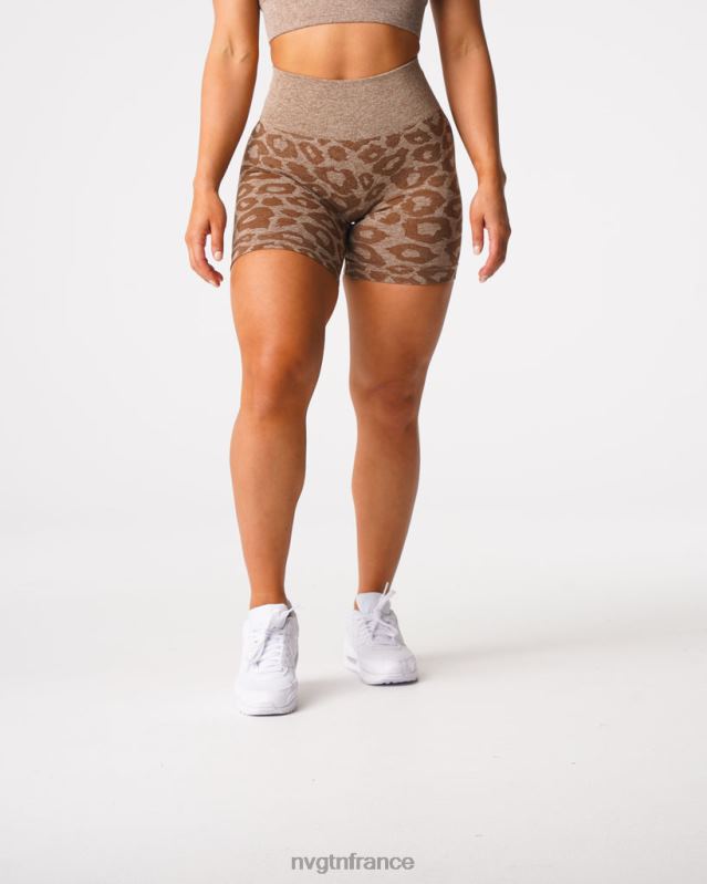femmes XJRR2469 moka aptitude NVGTN short léopard sans coutures