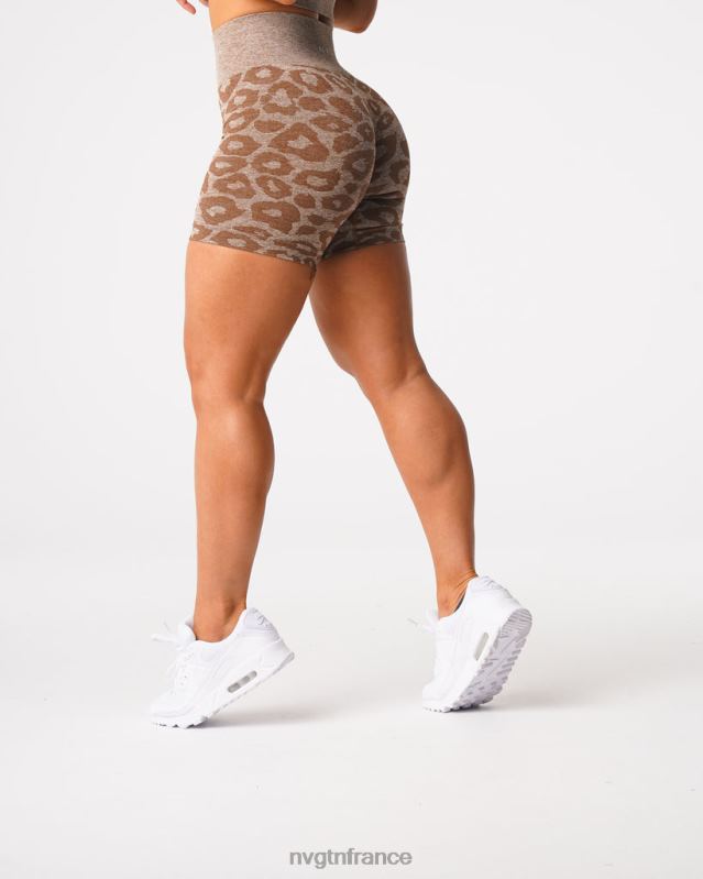 femmes XJRR2469 moka aptitude NVGTN short léopard sans coutures