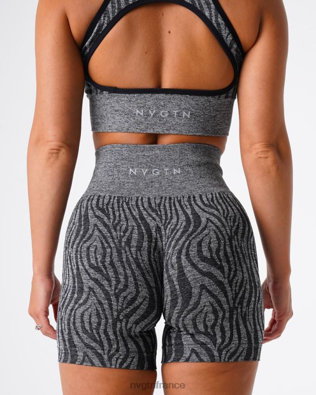 femmes XJRR2470 noir moucheté aptitude NVGTN short sans couture zébré