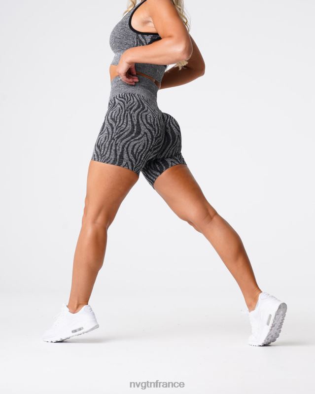 femmes XJRR2470 noir moucheté aptitude NVGTN short sans couture zébré