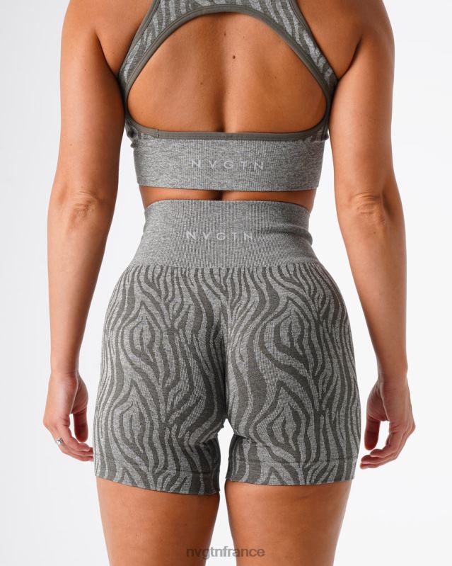 femmes XJRR2471 vert kaki aptitude NVGTN short sans couture zébré