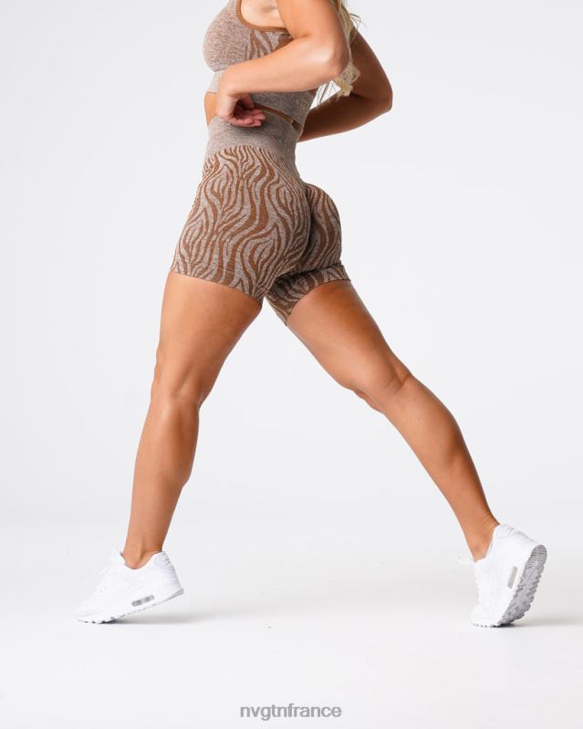 femmes XJRR2472 moka aptitude NVGTN short sans couture zébré
