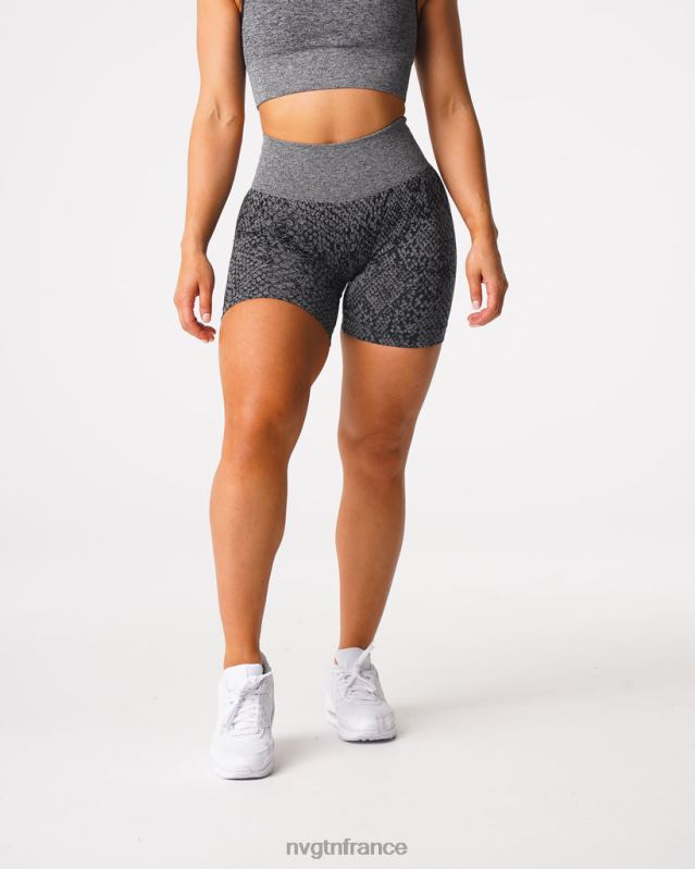 femmes XJRR2473 noir moucheté aptitude NVGTN short sans coutures en peau de serpent