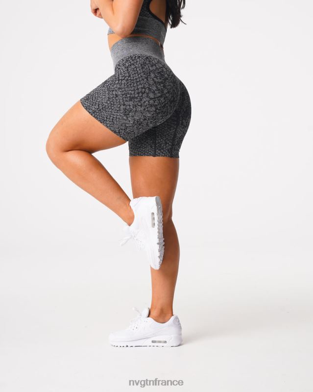 femmes XJRR2473 noir moucheté aptitude NVGTN short sans coutures en peau de serpent