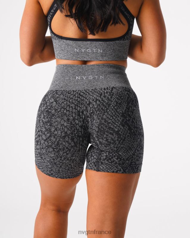 femmes XJRR2473 noir moucheté aptitude NVGTN short sans coutures en peau de serpent