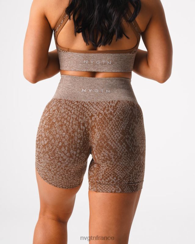 femmes XJRR2475 moka aptitude NVGTN short sans coutures en peau de serpent