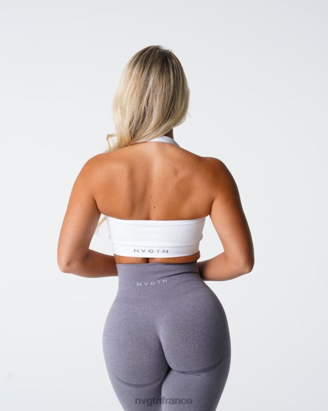 femmes XJRR2115 blanc aptitude NVGTN soutien-gorge dos nu côtelé sans couture Limitless