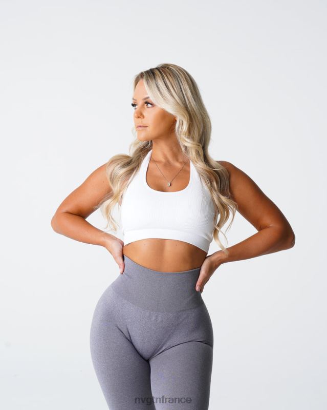 femmes XJRR2115 blanc aptitude NVGTN soutien-gorge dos nu côtelé sans couture Limitless