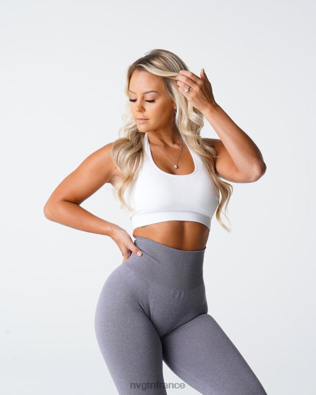 femmes XJRR2115 blanc aptitude NVGTN soutien-gorge dos nu côtelé sans couture Limitless