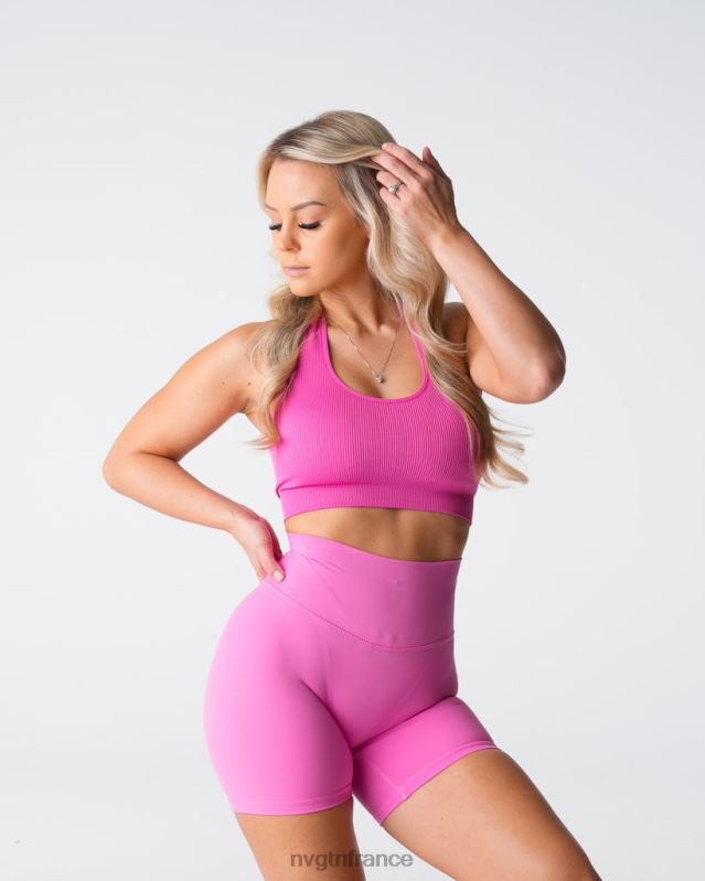 femmes XJRR2116 bubble gum rose aptitude NVGTN soutien-gorge dos nu côtelé sans couture Limitless