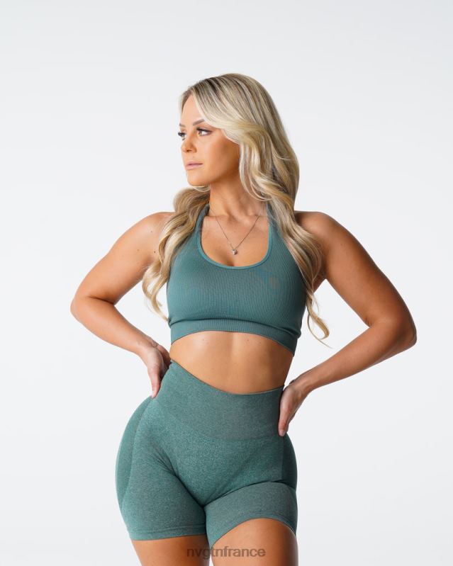 femmes XJRR2138 forêt verte aptitude NVGTN soutien-gorge dos nu côtelé sans couture Limitless
