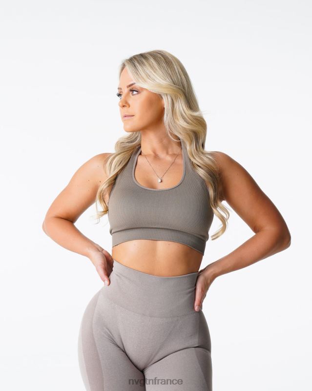 femmes XJRR2147 taupe aptitude NVGTN soutien-gorge dos nu côtelé sans couture Limitless