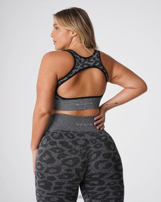 femmes XJRR2213 noir moucheté aptitude NVGTN soutien-gorge sans couture léopard éclipse