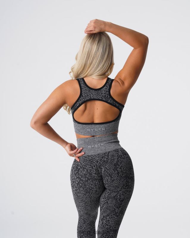 femmes XJRR2215 noir moucheté aptitude NVGTN soutien-gorge sans coutures éclipse en peau de serpent