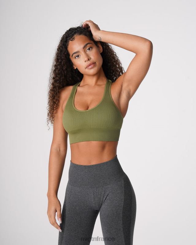 femmes XJRR2243 vert kaki aptitude NVGTN soutien-gorge côtelé sans couture galaxie