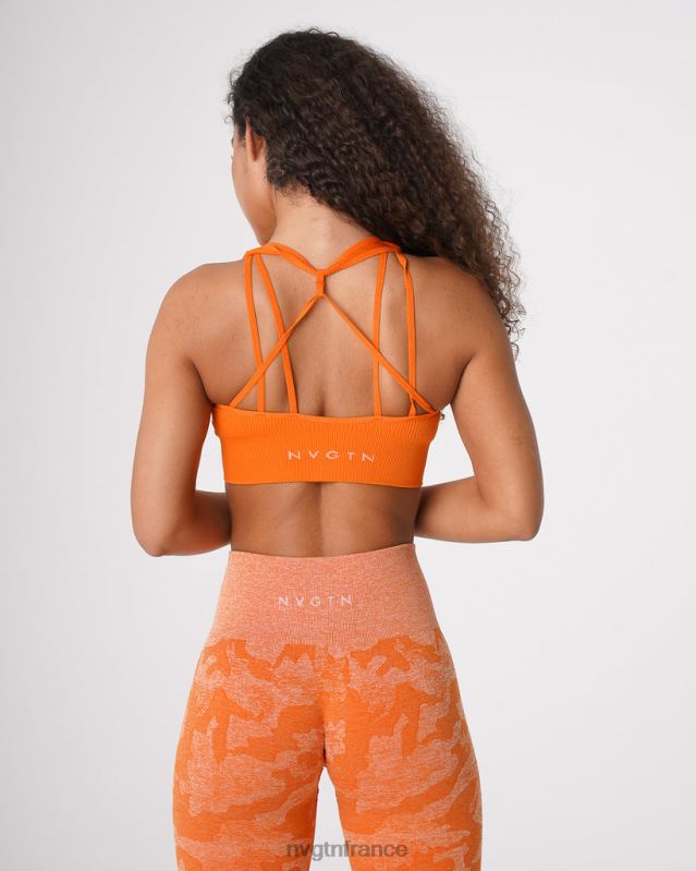 femmes XJRR266 orange brûlée aptitude NVGTN soutien-gorge côtelé sans couture galaxie