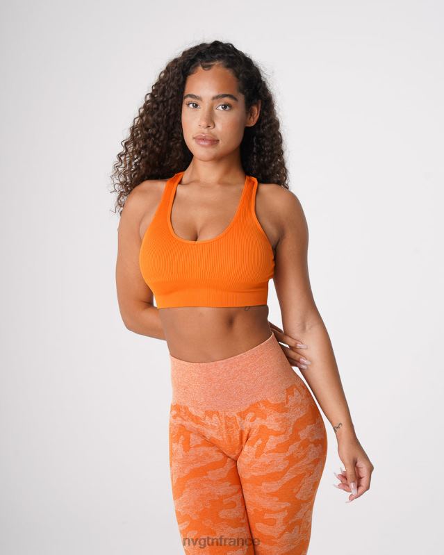 femmes XJRR266 orange brûlée aptitude NVGTN soutien-gorge côtelé sans couture galaxie