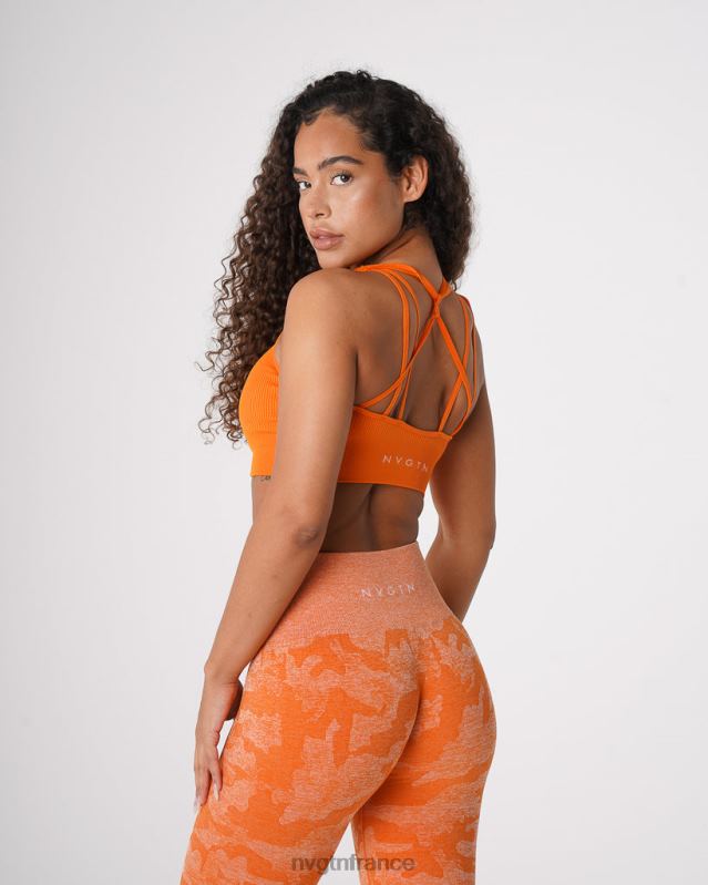 femmes XJRR266 orange brûlée aptitude NVGTN soutien-gorge côtelé sans couture galaxie