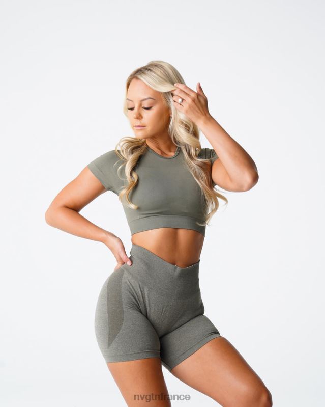 femmes XJRR273 vert kaki aptitude NVGTN haut de soutien-gorge sans couture vortex