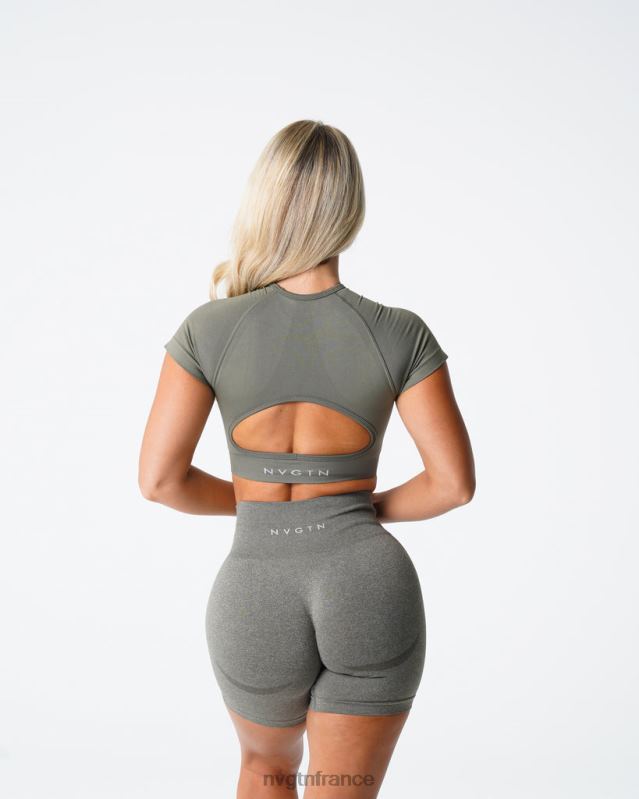 femmes XJRR273 vert kaki aptitude NVGTN haut de soutien-gorge sans couture vortex