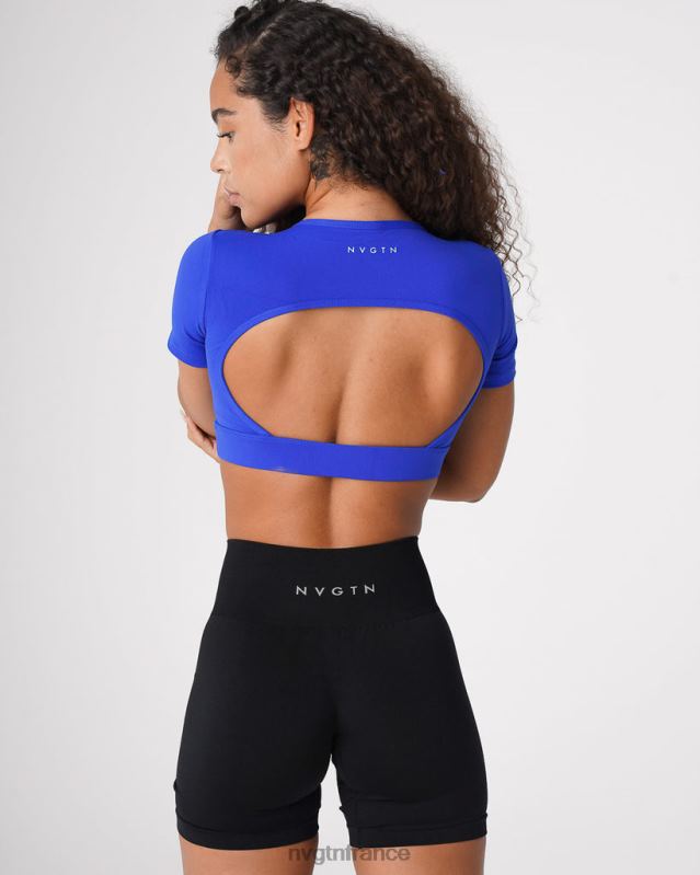 femmes XJRR2223 bleu saphir aptitude NVGTN t-shirt dos ouvert