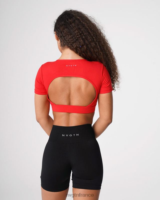 femmes XJRR2224 écarlate aptitude NVGTN t-shirt dos ouvert