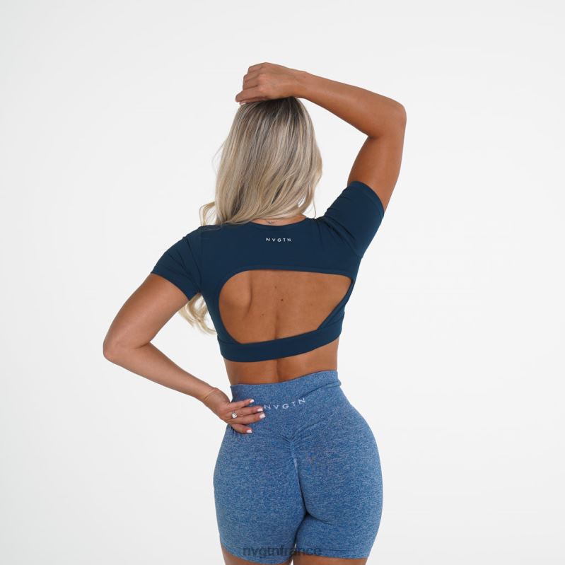 femmes XJRR2231 bleu marine aptitude NVGTN t-shirt dos ouvert