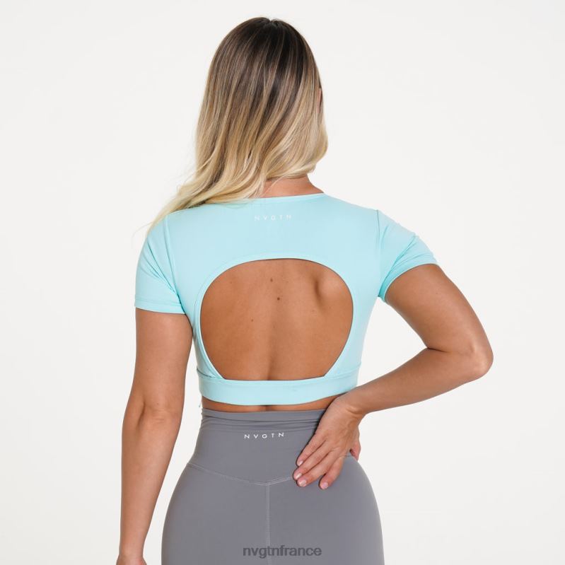 femmes XJRR2236 aqua aptitude NVGTN t-shirt dos ouvert