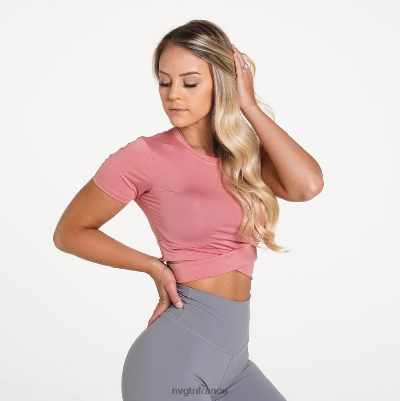 femmes XJRR2277 Rose poussiéreuse aptitude NVGTN t-shirt à bandoulière