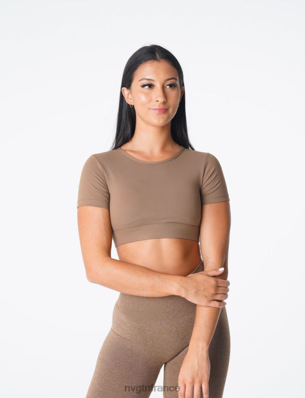femmes XJRR280 moka aptitude NVGTN t-shirt dos ouvert