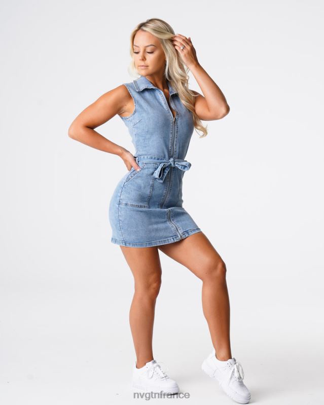 femmes XJRR2720 lavage léger mode de vie NVGTN robe courte en jean surprise douce