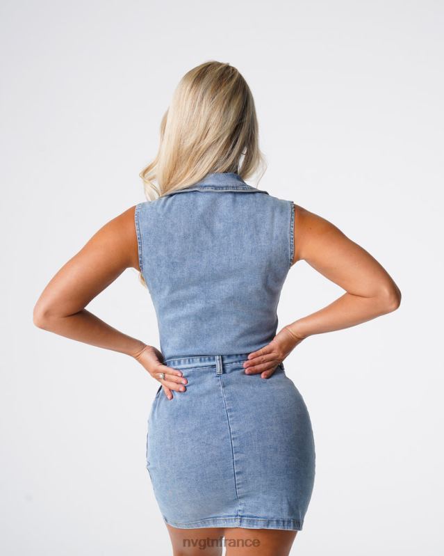 femmes XJRR2720 lavage léger mode de vie NVGTN robe courte en jean surprise douce