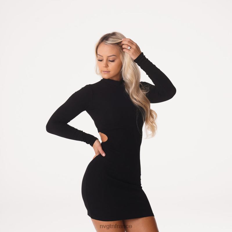 femmes XJRR2721 noir mode de vie NVGTN In You - Robe mi-longue côtelée à col montant