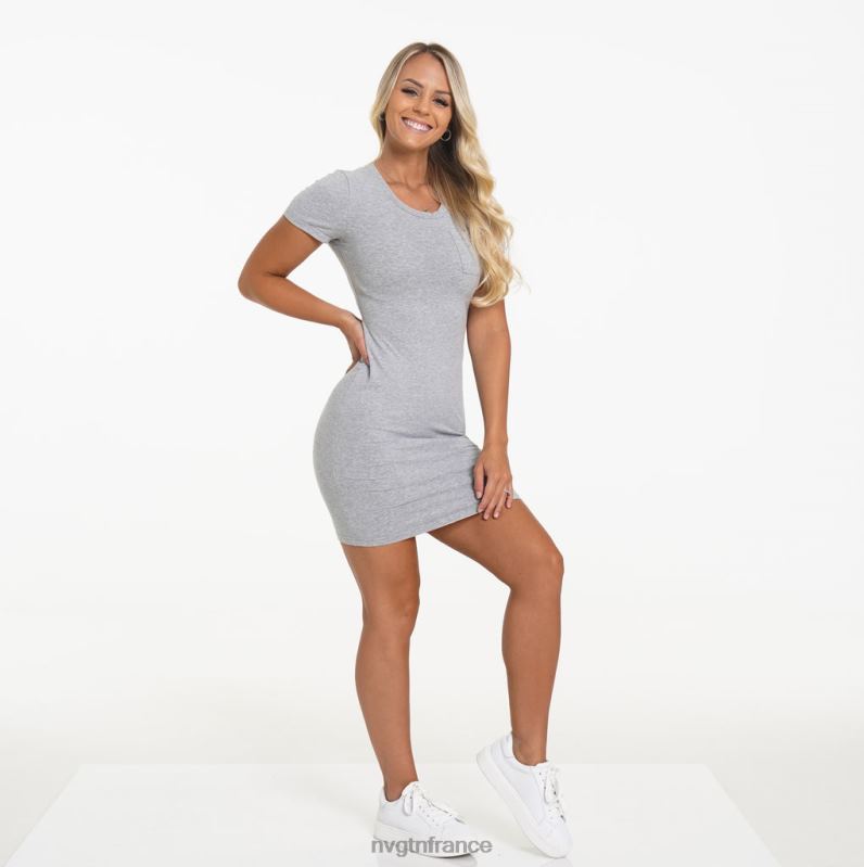 femmes XJRR2734 gris mode de vie NVGTN robe t-shirt à poche