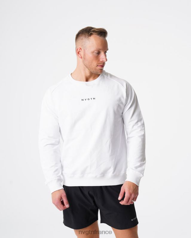 Hommes XJRR2791 blanc hauts NVGTN sweat-shirt à col rond