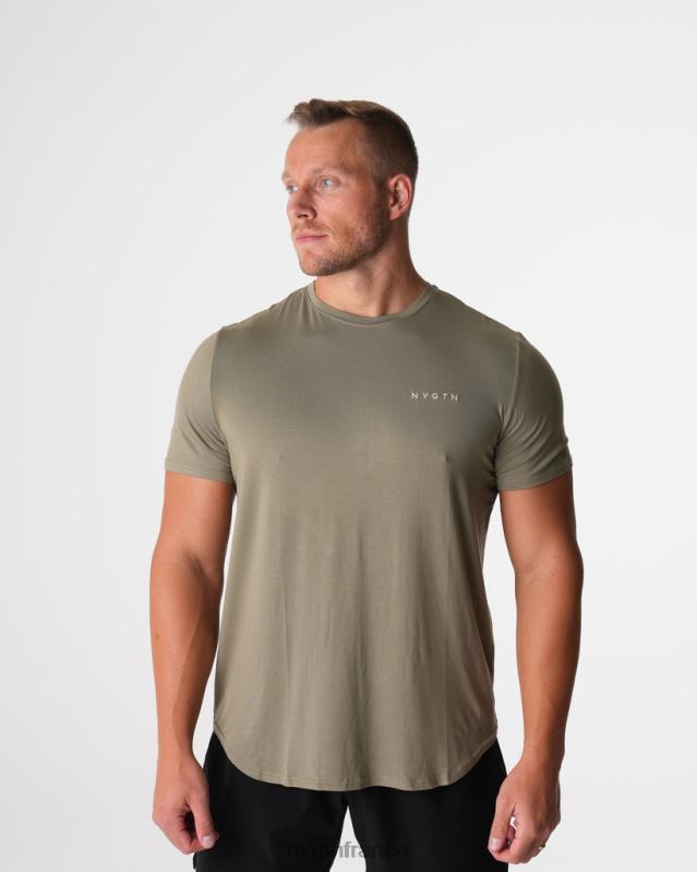 Hommes XJRR2761 vert sauge hauts NVGTN t-shirt ajusté technique