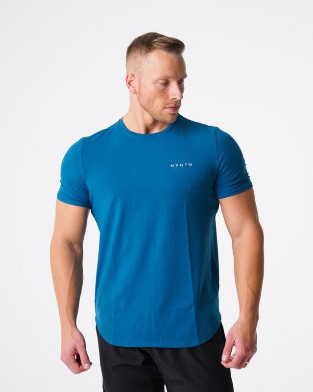 Hommes XJRR2799 bleu français hauts NVGTN tee-shirt ajusté à impulsion